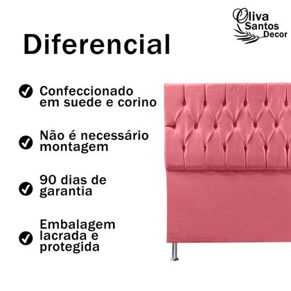 Imagem de Cabeceira Cama Box de Casal 140cm Estofada Quarto Suede material sintético