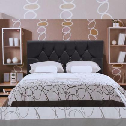 Imagem de Cabeceira Cama Box Estofada Casal 140 cm Geovana Suede Preto