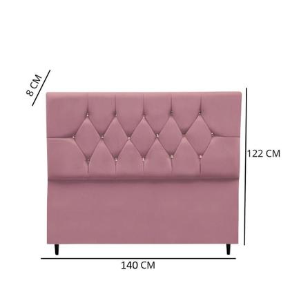 Imagem de Cabeceira Cama Box Estofada Casal 140 Cm Geovana Suede Rosê