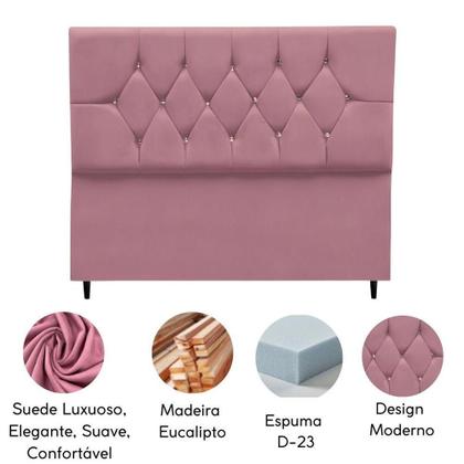 Imagem de Cabeceira Cama Box Estofada Casal 140 Cm Geovana Suede Rosê