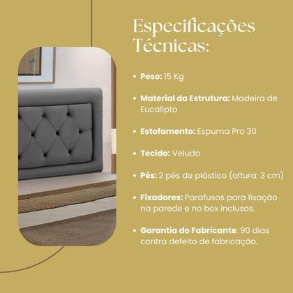 Imagem de Cabeceira Cama Box Estofada Madeira Queen Size Belinha Reta