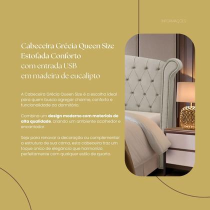 Imagem de Cabeceira Cama Box Estofada Madeira Queen Size Grécia