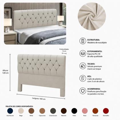 Imagem de Cabeceira Cama Box Estofada Madeira Queen Size Madri