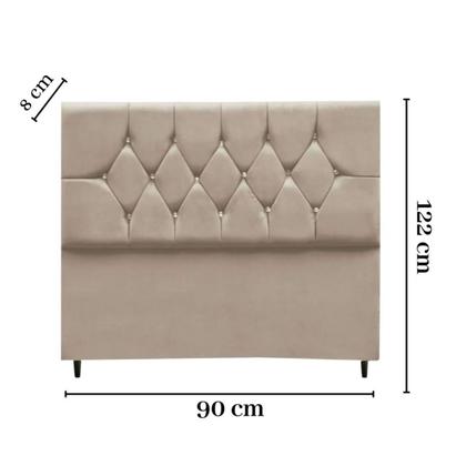 Imagem de Cabeceira Cama Box Estofada Solteiro 90 cm Geovana Suede Bege