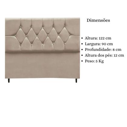 Imagem de Cabeceira Cama Box Estofada Solteiro 90 cm Geovana Suede Bege