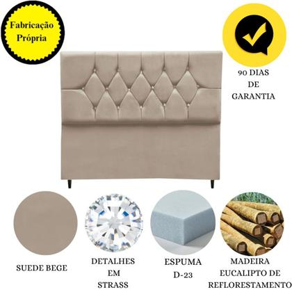 Imagem de Cabeceira Cama Box Estofada Solteiro 90 cm Geovana Suede Bege