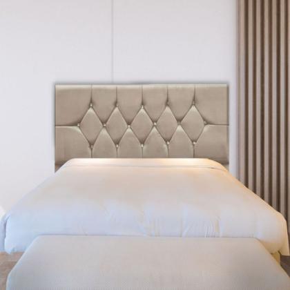 Imagem de Cabeceira Cama Box Estofada Solteiro 90 cm Geovana Suede Bege