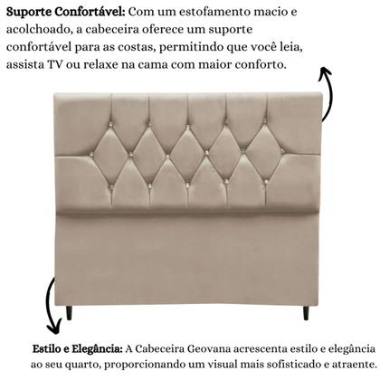 Imagem de Cabeceira Cama Box Estofada Solteiro 90 cm Geovana Suede Bege