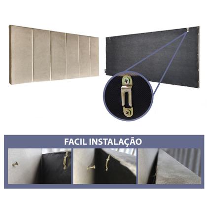 Imagem de Cabeceira Cama Box King 1,95 Capitone Sophia Provençal Linho Bege Painel 60cm alt/ RBL