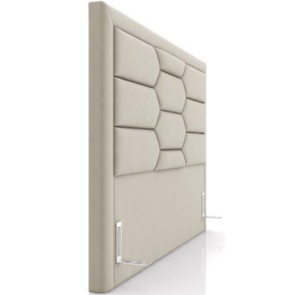 Imagem de Cabeceira Cama Box King 195cm Estofada Nora P05 Veludo Bege - Lyam Decor