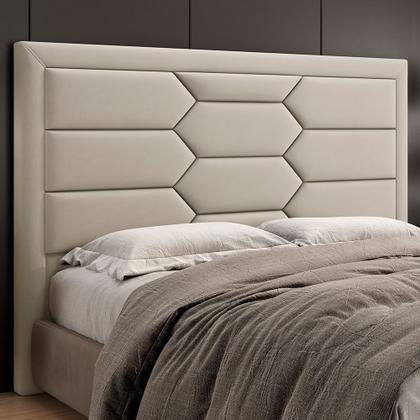 Imagem de Cabeceira Cama Box King 195cm Estofada Nora P05 Veludo Bege - Lyam Decor