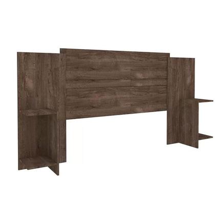 Imagem de Cabeceira Cama Box Madeirado Branco/Neve King Arizona 2 Mesas c/ Prateleiras Branco/Neve - Tcil Móveis