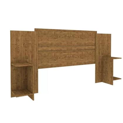 Imagem de Cabeceira Cama Box Madeirado Branco/Neve King Arizona 2 Mesas c/ Prateleiras Branco/Neve - Tcil Móveis