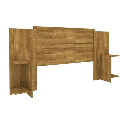 Imagem de Cabeceira Cama Box Madeirado Branco/Neve King Arizona 2 Mesas c/ Prateleiras Branco/Neve - Tcil Móveis