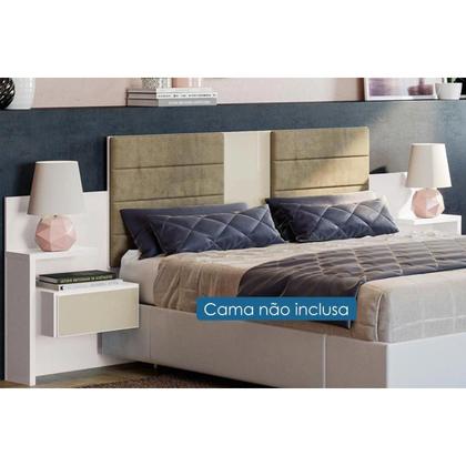Imagem de Cabeceira Cama Box Madeirado Casal/Queen G290 c/ 2 Mesas c/ 2 Gavetas Polipropileno Branco - Kappesberg