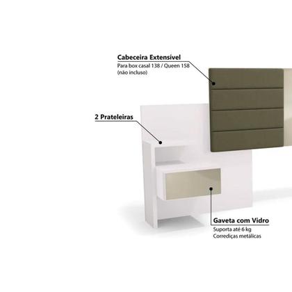 Imagem de Cabeceira Cama Box Madeirado Casal/Queen G290 c/ 2 Mesas c/ 2 Gavetas Polipropileno Branco - Kappesberg