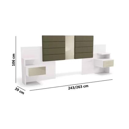 Imagem de Cabeceira Cama Box Madeirado Casal/Queen G290 c/ 2 Mesas c/ 2 Gavetas Polipropileno Branco - Kappesberg