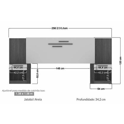 Imagem de Cabeceira Cama Box Madeirado Casal/Queen Havana Plus c/ 2 Gavetas Atacama - Santos Andirá