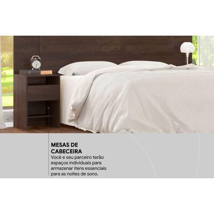 Imagem de Cabeceira Cama Box Madeirado Casal Triunfo c/ 2 Mesas e 2 Gavetas Cafe Touch - Demóbile