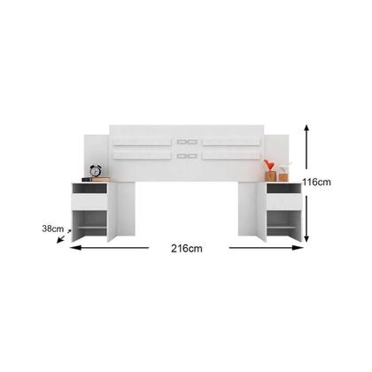 Imagem de Cabeceira Cama Box Madeirado Casal Triunfo c/ 2 Mesas e 2 Gavetas Cafe Touch - Demóbile