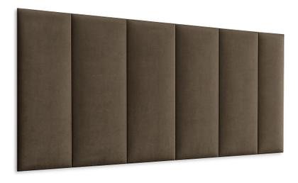 Imagem de Cabeceira Cama Box Modular Estofada luxo King Veludo Premium Painel 200x60 Cor Marrom
