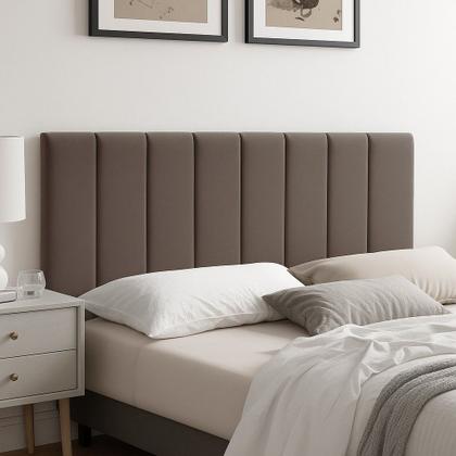 Imagem de Cabeceira Cama Box Modular Estofada luxo King Veludo Premium Painel 200x60 Cor Marrom