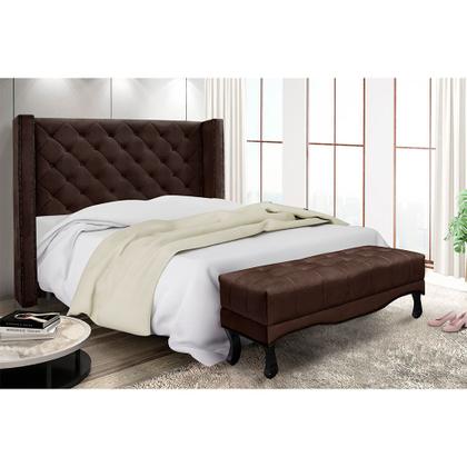 Imagem de Cabeceira Cama Box Queen 160cm e Recamier Vicenza Suede S04 - D'Rossi