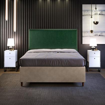 Imagem de Cabeceira Cama Box Queen Com Tachas 160 cm Vicenza L02 Facto Verde Musgo Lyam Decor