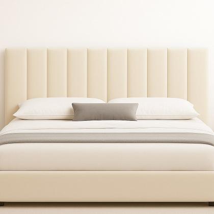 Imagem de Cabeceira Cama Box Queen Módulos Veludo Luxo Estofada Painel Decorativo Kit 8 Modulos Areia