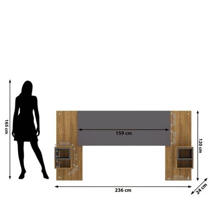 Imagem de Cabeceira Cama Box Regulável Casal/solteiro Com Nicho Acoplado Tóquio Nature/alasca - Mabe Magazine