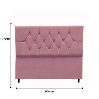Imagem de Cabeceira Cama Box Solteiro 90 cm Geovana Suede Rosê