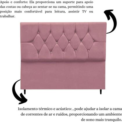 Imagem de Cabeceira Cama Box Solteiro 90 cm Geovana Suede Rosê