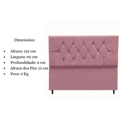 Imagem de Cabeceira Cama Box Solteiro 90 cm Geovana Suede Rosê
