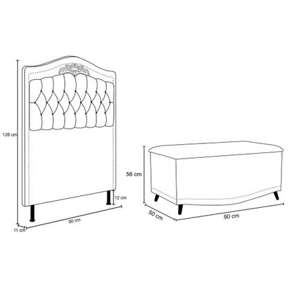 Imagem de Cabeceira Cama Box Solteiro 90cm Com Calçadeira Baú Imperial J02 Veludo Bege - Mpozenato