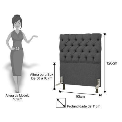 Imagem de Cabeceira Cama Box Solteiro 90cm Cristal Linho Cinza - JS Móveis