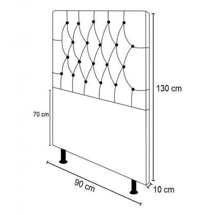 Imagem de Cabeceira Cama Box Solteiro 90cm Diamante D10 Corano Preto