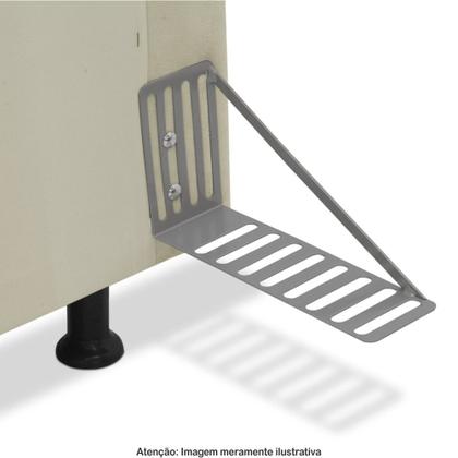 Imagem de Cabeceira Cama Box Solteiro 90cm Greta Suede Bege e 1 Criado Branco - Mpozenato