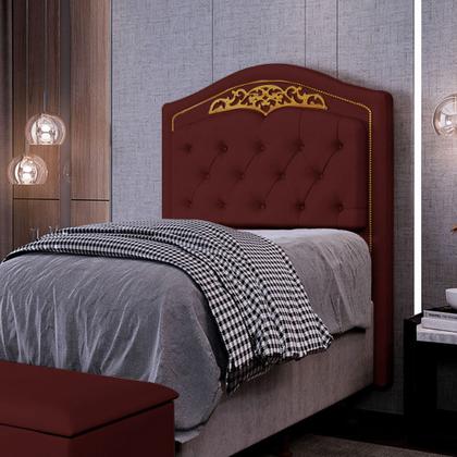 Imagem de Cabeceira Cama Box Solteiro 90cm Imperial Veludo J02 Vinho - Mpozenato