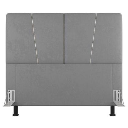 Imagem de Cabeceira Cama Box Solteiro Amber 90cm Estofada Linho Cinza Claro - Abmaza