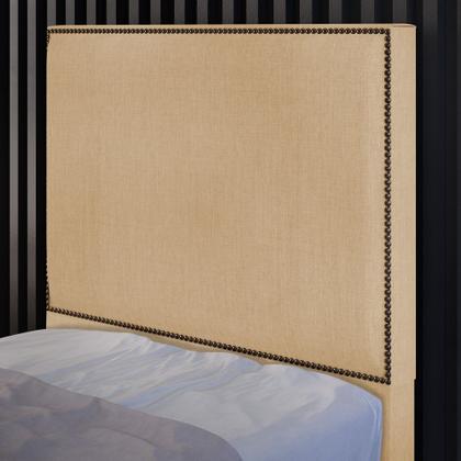 Imagem de Cabeceira Cama Box Solteiro Com Tachas 100 cm Vicenza L02 Linho Bege Escuro - Lyam Decor