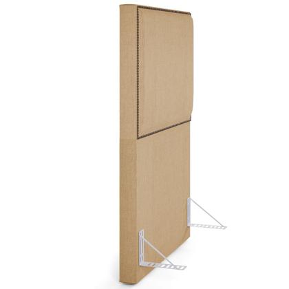 Imagem de Cabeceira Cama Box Solteiro Com Tachas 100 cm Vicenza L02 Linho Bege Escuro - Lyam Decor