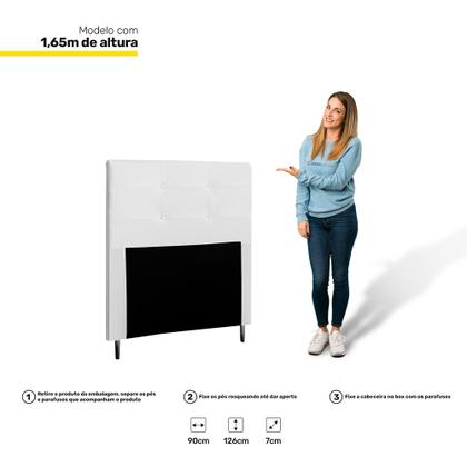 Imagem de Cabeceira Cama Box Solteiro Luna 90cm Corano Branco - Abmaza