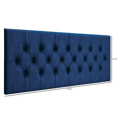 Imagem de Cabeceira Cama Casal Queen Box Estofada 1,60 CAPITONÊ Suspensa - Azul Suede