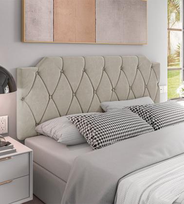 Imagem de Cabeceira Cama De Casal Box Kelly Estofada Suede 140x55cm Diversas Cores