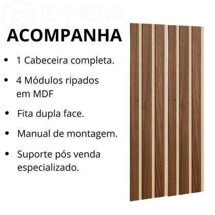 Imagem de Cabeceira Cama King 10 Módulos Estofados e 4 Módulos Ripados MDF