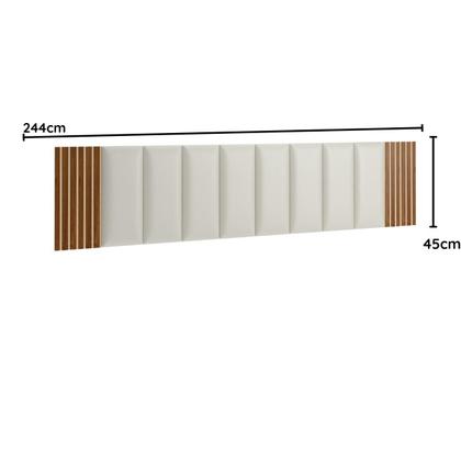 Imagem de Cabeceira Cama King 10 Módulos Estofados e 4 Módulos Ripados MDF