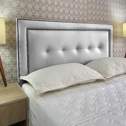 Imagem de Cabeceira Cama King Veneza 05 Diamond 2 Com tachas Corano Branco 120 RBL