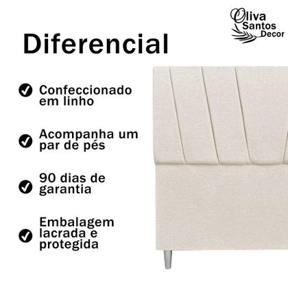 Imagem de Cabeceira Cama Solteiro Box Estofada 90cm Luxo Linho Quarto