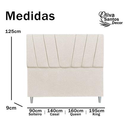 Imagem de Cabeceira Cama Solteiro Box Estofada 90cm Luxo Linho Quarto