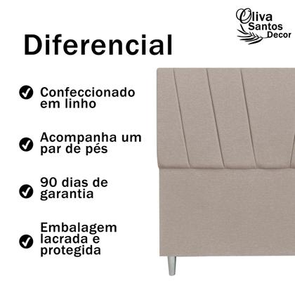 Imagem de Cabeceira Cama Solteiro Box Estofada 90cm Luxo Linho Quarto